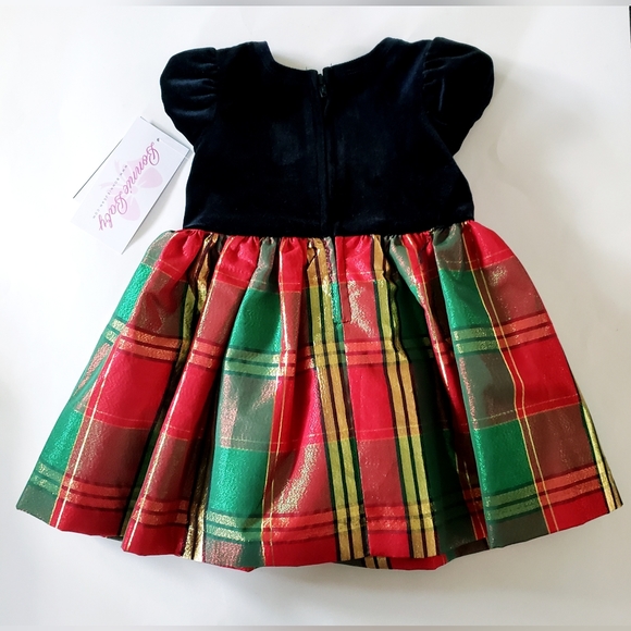 NEW Bonnie Jean Baby Girls Classic Gerson Plaid Holiday Party Dress 12M Bloomer - Picture 3 of 8